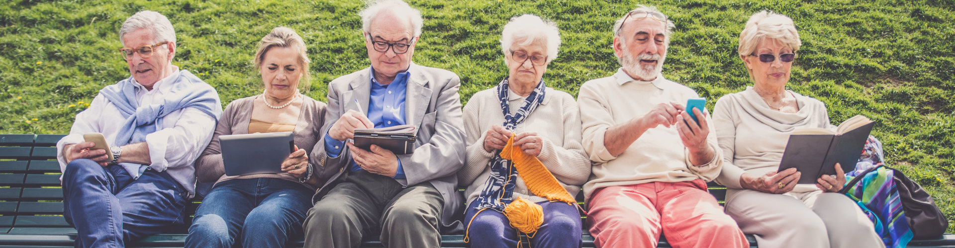 group of elderly man and woman sitting