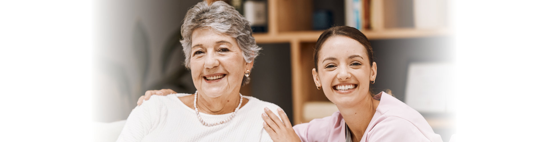 Woman Cares For Elderly at Home